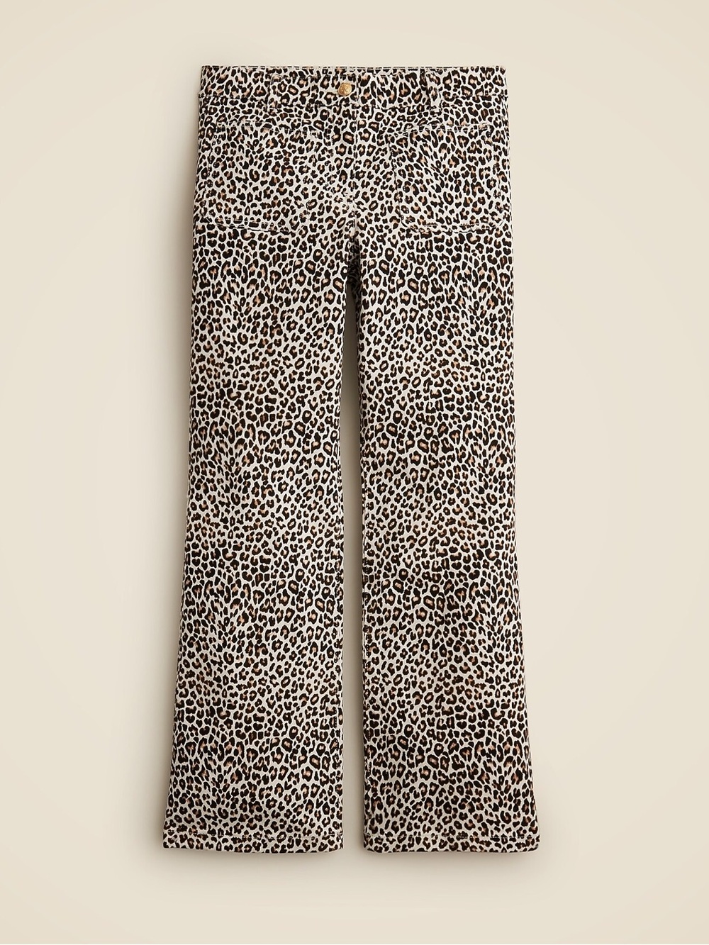 J. Crew High Rise Kickout Jean Sailor Pockets in Leopard Print